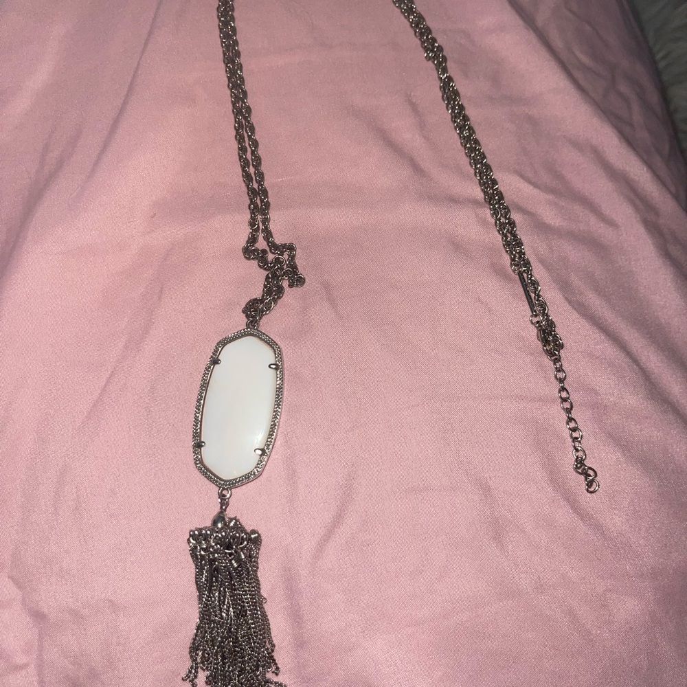 Kendra Scott Silver and White Necklace with Pendant